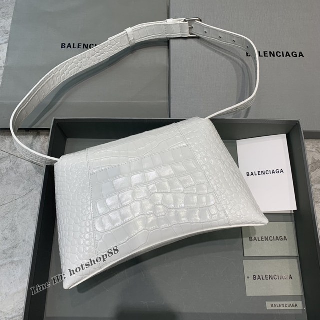 Balenciaga巴黎世家專櫃爆款大號鱷魚白Hourglass沙漏包 fyj1814